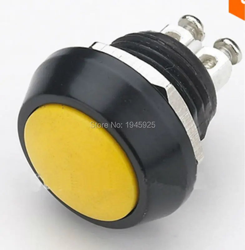 20 pieces 12mm Zn-Al. Alloy with Yellow Actuator Momentary NO Switch