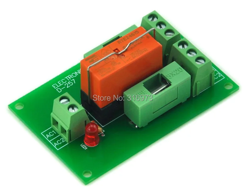 

Electronics-Salon 115VAC Control DPDT 8Amp Power Relay Fused Interface Module Board, RTE24615 AC115V.