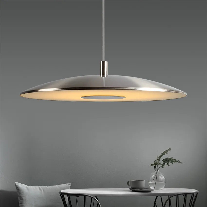 Nordic Modern Fiberglass Saucer FRP Pendant Lights Restaurant LED Single-head Living Room Bedside Bar Round Table Hanging Lamps