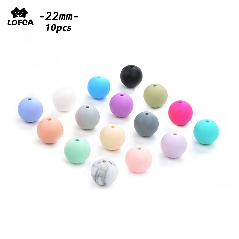 LOFCA 10pcs 22 mm Round Silicone Bpa free Food grade silicone beads Make bracelets DIY necklace jewelry accessories