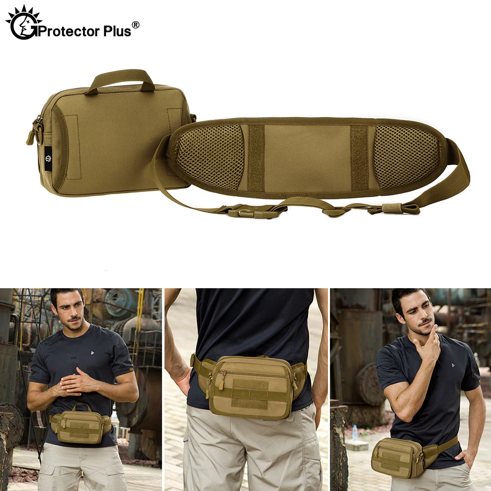 PROTECTOR PLUS Tactical Molle Waist Bags Multifunction Camo 6 inches phone Messenger Shoulder Outdoor Sports Crossbody Bag