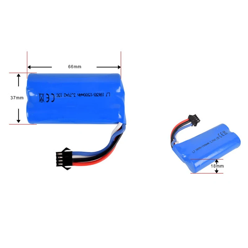 2pcs 7.4v (3.7vx2) 1500mah 15C 18650 Plugue Da Bateria Li-ion SM-4P RCHQ961 962 UD1902 1002 brinquedos bateria