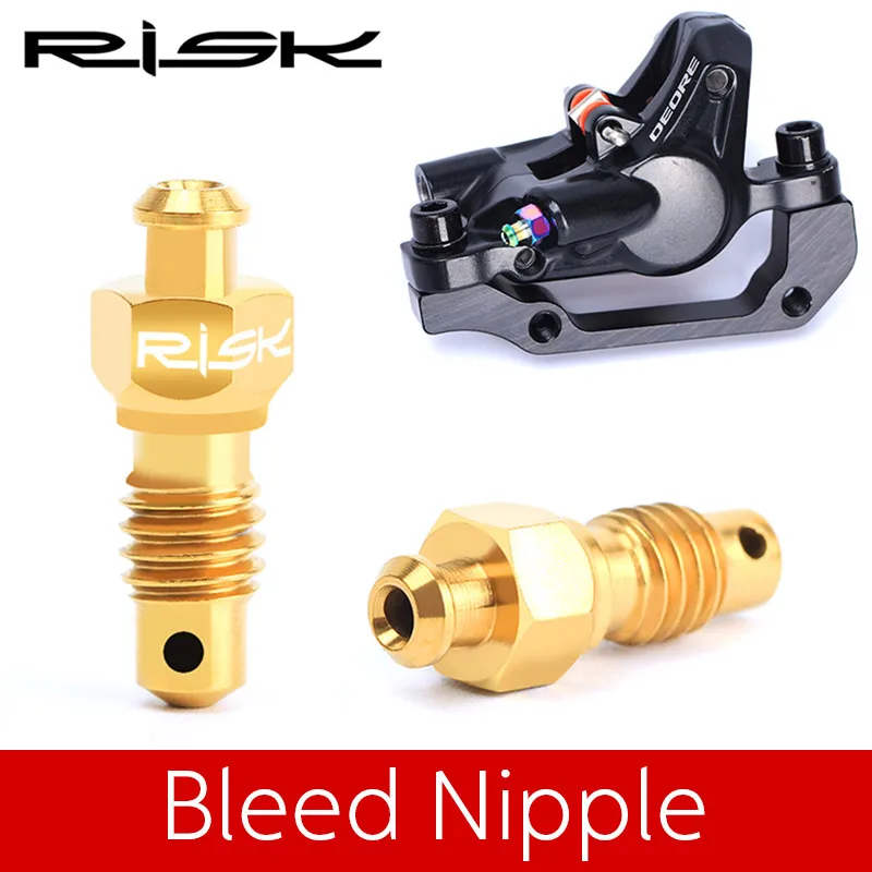 RISK 2pcs M6x11mm MTB Titanium Alloy Oil Disc Brake Bleed Nipple Exhaust Screw TC4 Mountain Bike Brake Clamp Oil Injection Bolts