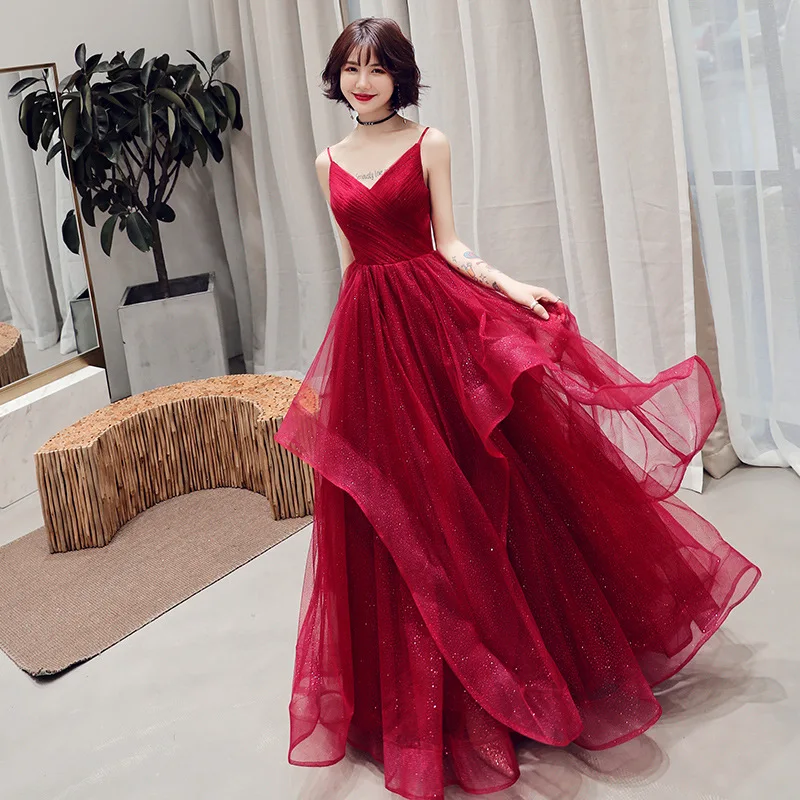 Wedding Toast Dress New Summer Fashion  Elegant Married Female Sense Was Thin Long Evening Dress Female Vestidos S-XXXL