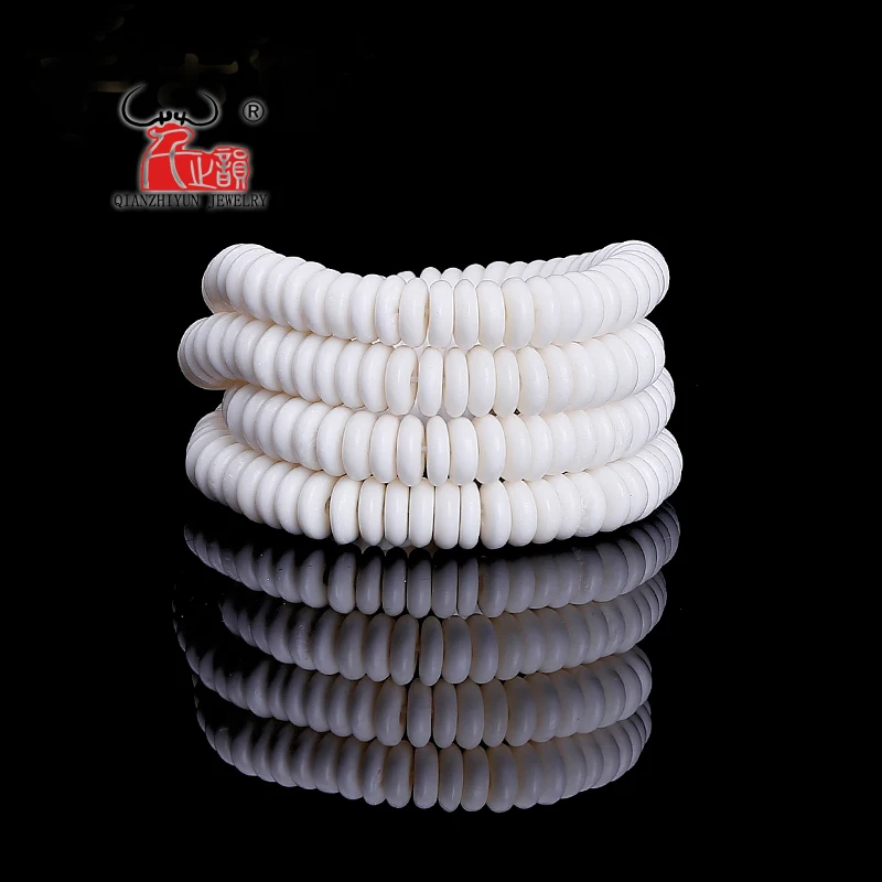 50PCS Natural ox bone septum gasket of the star of the bodhi Buddha.hole 1.5mm.