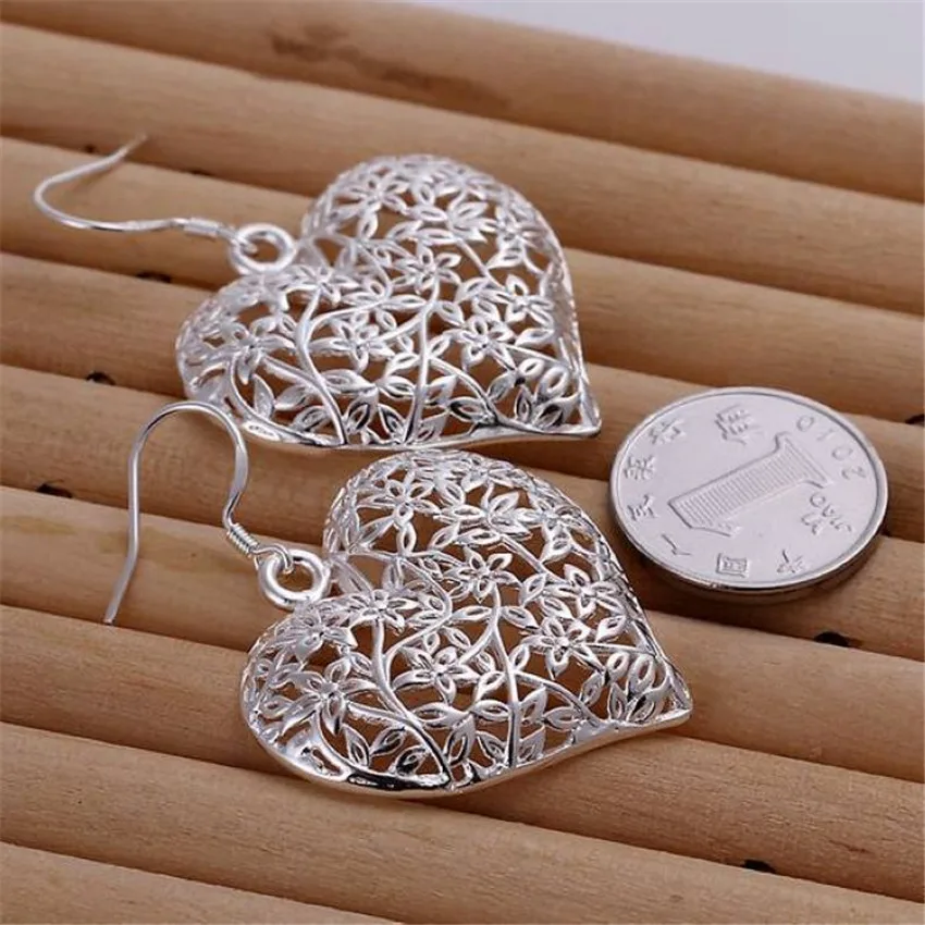 Retro beautiful heart LOVE  silver color earrings fashion jewelry hot selling high quality accessories free shipping