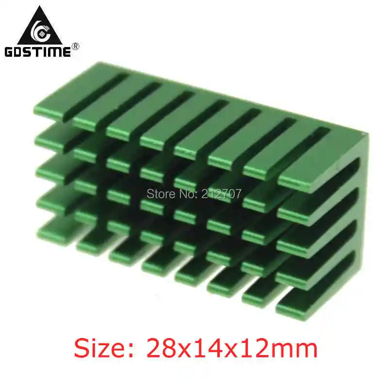 

50Pcs Gdstime 28x14x12mm Green Anodized Heatsink With 3M Tapes For Routers VGA Card