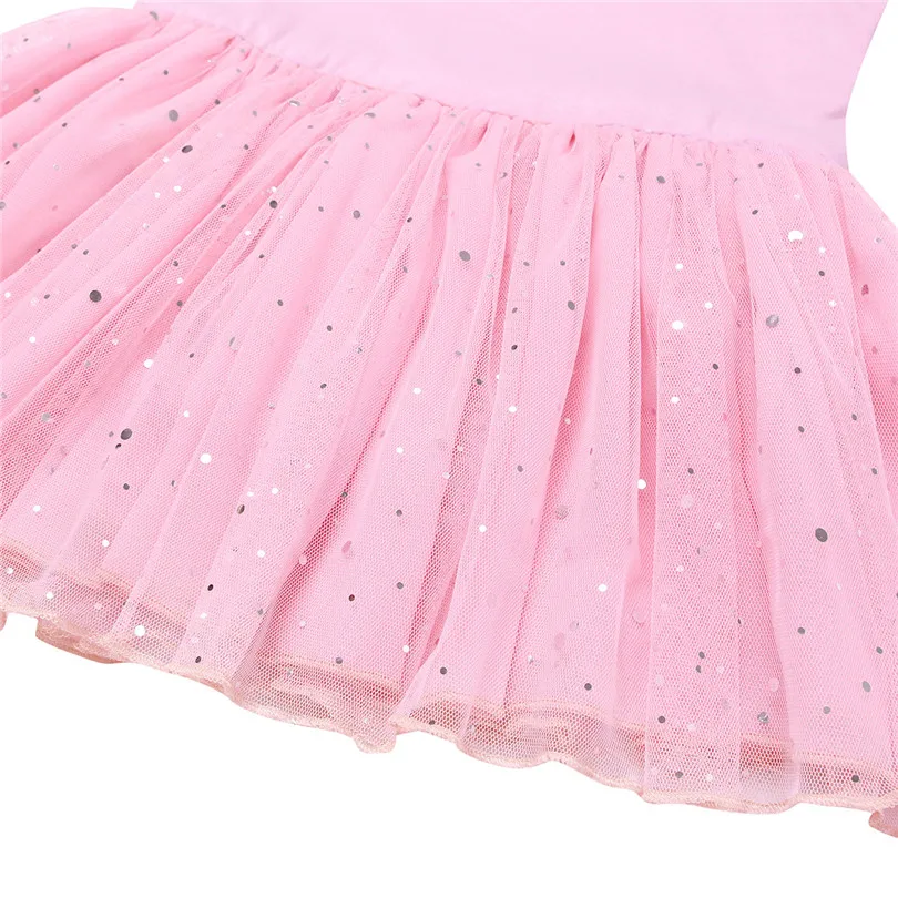 iEFiEL Kid Girls Long Sleeve Shiny Mesh Tulle Tutu Ballet Dance Leotard Dress for Performance Girls Ballet Class Dancewear Dress