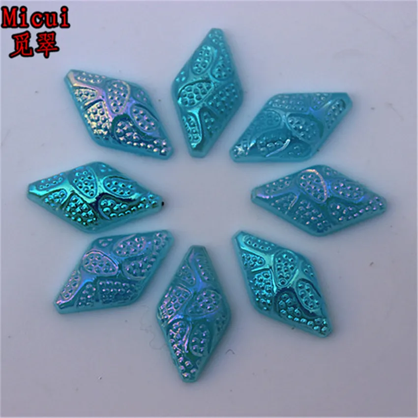 Micui 200PCS 8*15mm rhombus shaped Acrylic Rhinestones Flatback  For Clothes Dress Decorations Jewelry Accessories ZZ545