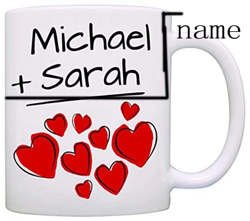 Personalized Custom name! His and Her Couples Wedding Gift Mug, I love my Husband Wife Mom and Dad Romantic Coffee Cup, Printed