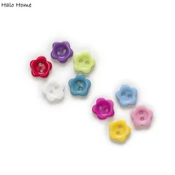 100 pezzi di colore misto 2 fori bottoni in resina fiore abbigliamento decorazioni per la casa cucito Scrapbooking 11mm