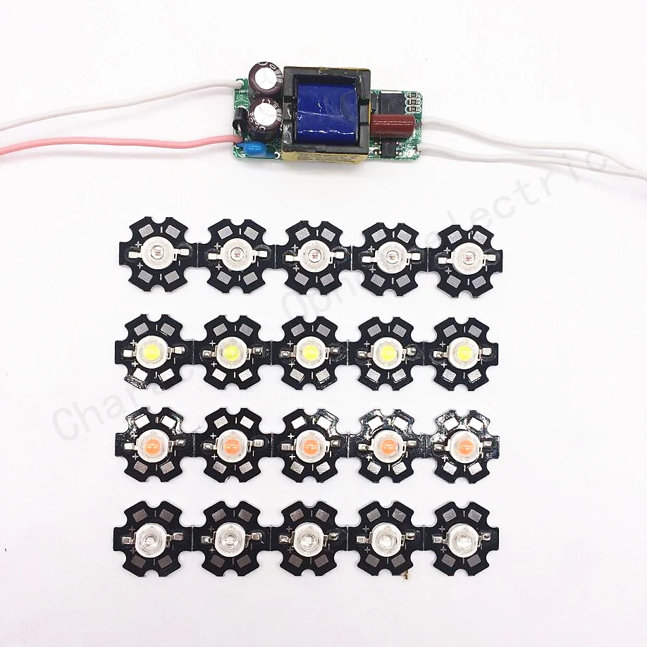 10pcs 3w led 380-840nm/Red/Green/Cool white/Natural whit Royal blue/Deep red660 +1pcs 6-10x3w 600mA led driver diy