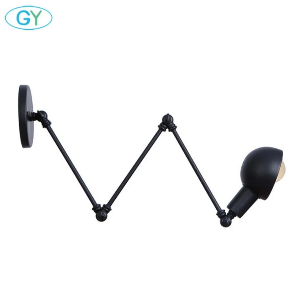 

Loft Long Swing Arm Wall Light Fixture 3 Arms up Down Adjustable Black Indoor Wall Lighting Interior Lamp