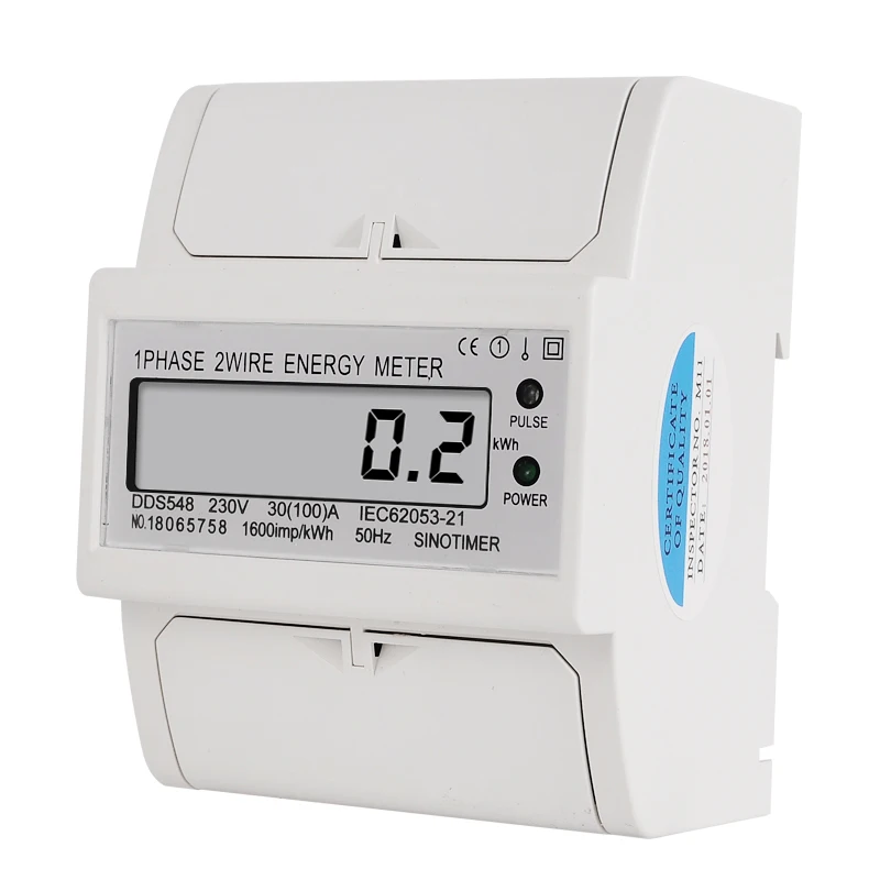 Wholesale Price load 30-100A 230VAC Single Phase 2 Wire Digital Wattmeter Electricity Cost Measuring Meter DIN Rail Mount