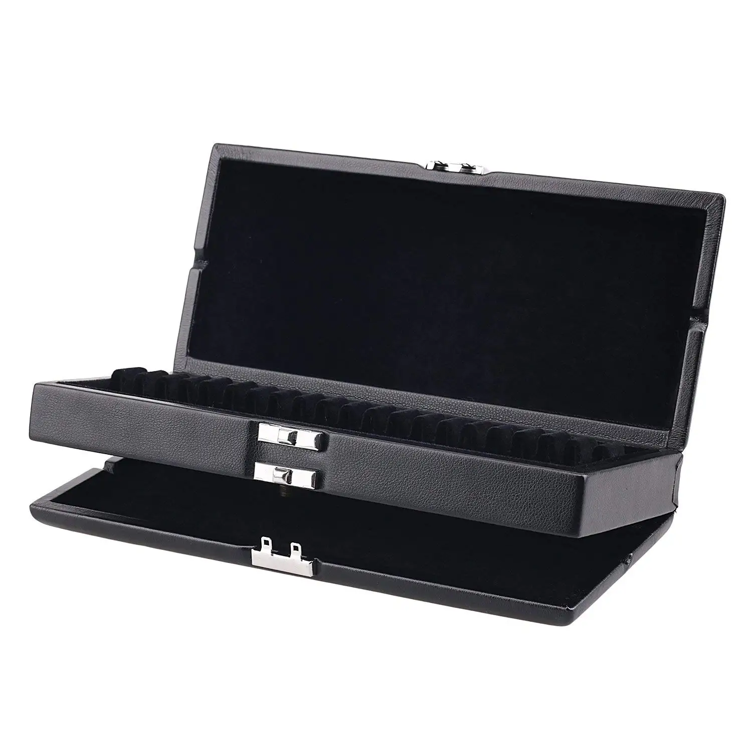 

Oboe Reed Case Black PU Leather 2 Layers Reed Case for 40 Oboe Reeds Protect Against Moisture