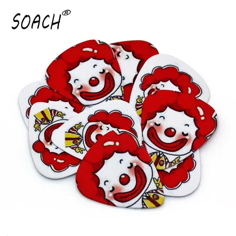 SOACH 50PCS 0.71mm high quality guitar picks two side pick Clown picks earrings DIY Mix picks guitar paddle Guitar Accessories