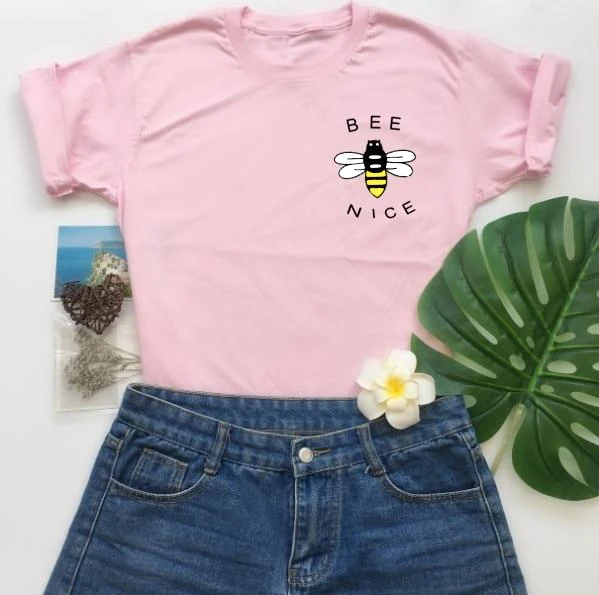 

Summer Bee Nice Funny Printed T-Shirt Stylish pocket Honey Bees Cotton Tops Bees Gift lover Unisex aesthetic vintage outfits