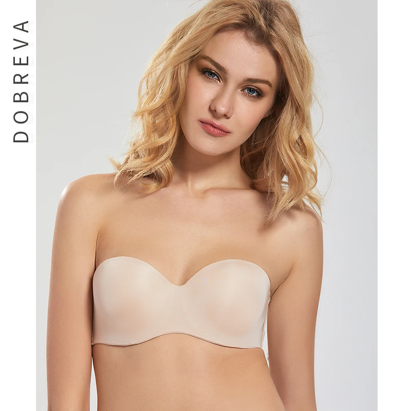 DOBREVA reggiseno Push Up senza spalline da donna Lingerie senza cuciture T-shirt invisibile reggiseni intimo Multiway 1/2 tazza