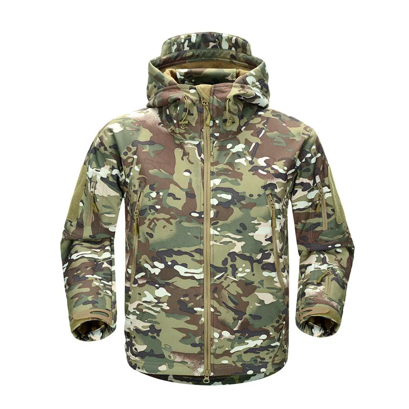 Waterproof Shark Skin Jacket Men Camouflage Jacket Softshell Windbreaker Winter Hooded Hunt Outwear Coat 4XL 5XL