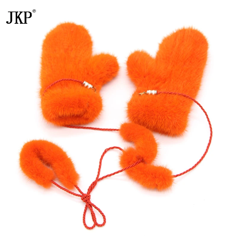 JKP Winter Gloves For Luxury Brand Woman 2020 New Genuine Solid Russian Mink Fur Female Winter Gloves Mittens Warm Gloves