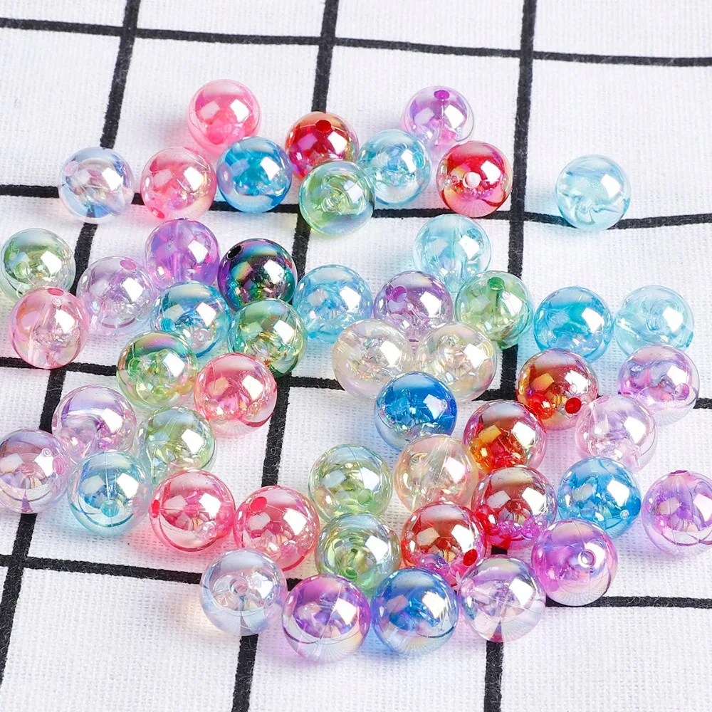 6 8 10mm 50-100pcs AB Color Round Acrylic Bead Mix Rainbow Colors Loose Spacer Beads For Jewelry Making DIY Bracelet