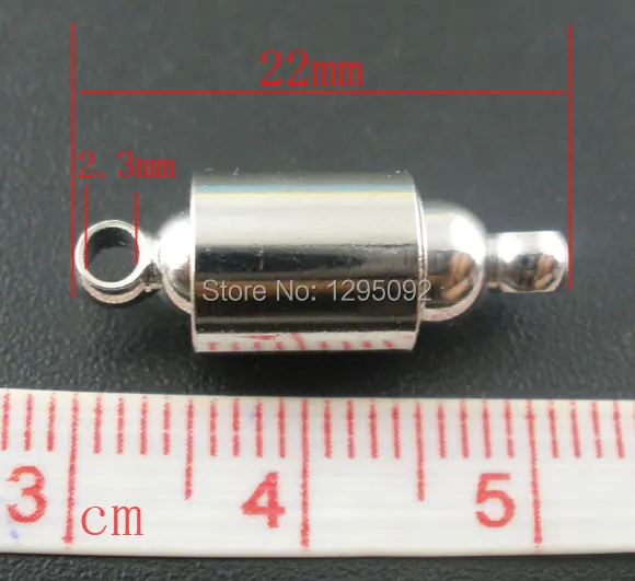 Imagem -02 - Conjuntos de Parafusos de Barril Tom de Prata Fechos Magnéticos para Pulseiras Colares Faça Você Mesmo Atacado 22x8 mm 50