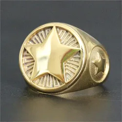 4 Color Star Ring 316L Stainless Steel Jewelry Cool Band Party Personal Design Ring