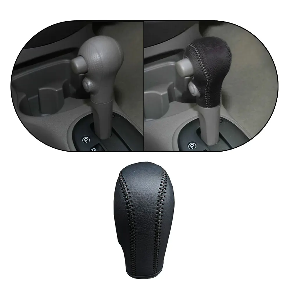 Car Gear Cover PU Leather For Nissan Sunny 2011-2018 MARCH 2010-2015 Gear Shift Knob Cover Gear Shift Lever Interior Accessories