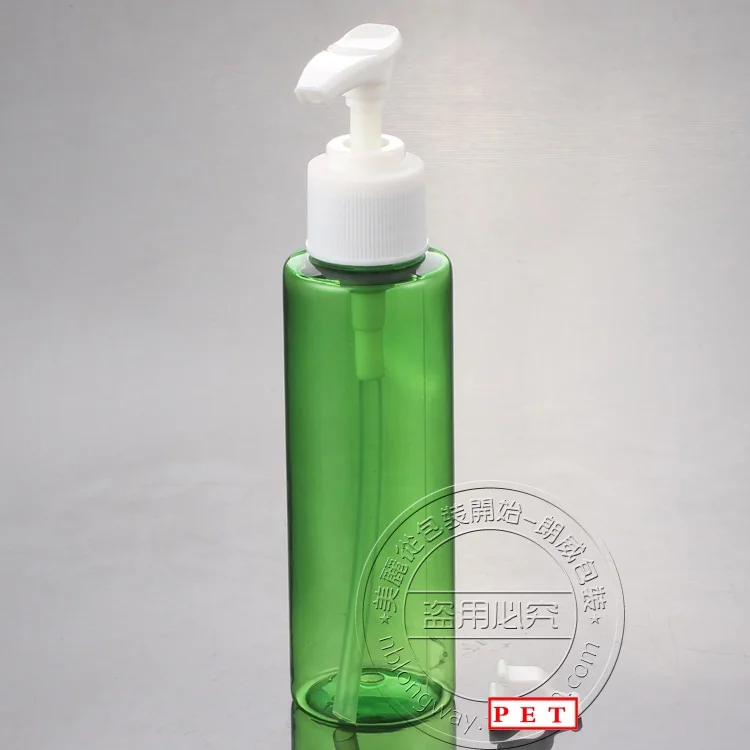 

50pcs 100 ml PET bottle with long mouth lotion pump , empty 100ml green plastic cosmetic bottle for liquid and lotion cream