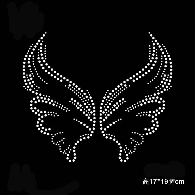 

2pc/lot Angel wings sticker hot fix rhinestone transfer motifs iron on crystal transfers design applique patches for shirt bag