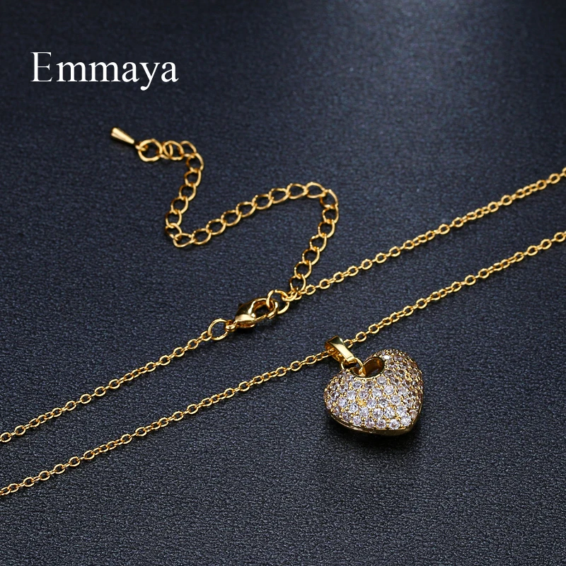 Emmaya Brand Fashion Charm AAA Cubic Zircon Multicolor Romantic Heart Pendant Jewelry Necklaces For Woman Wedding Party Gift