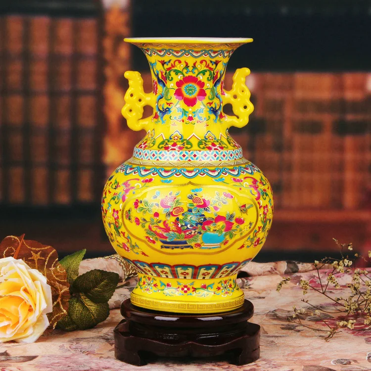 Jingdezhen ceramic vase enamel vase vase Home Furnishing ears pomegranate decorative decoration wholesale