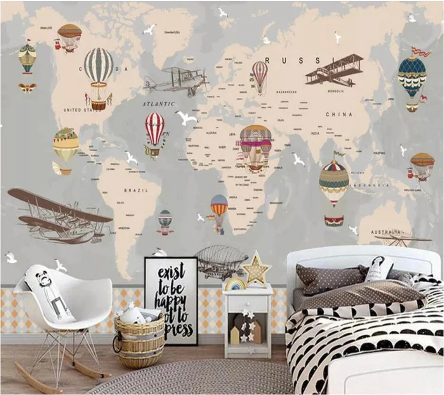 

Custom wallpaper papel de parede 3d photo mural cartoon world map background wall living room bedroom children room 3d wallpaper