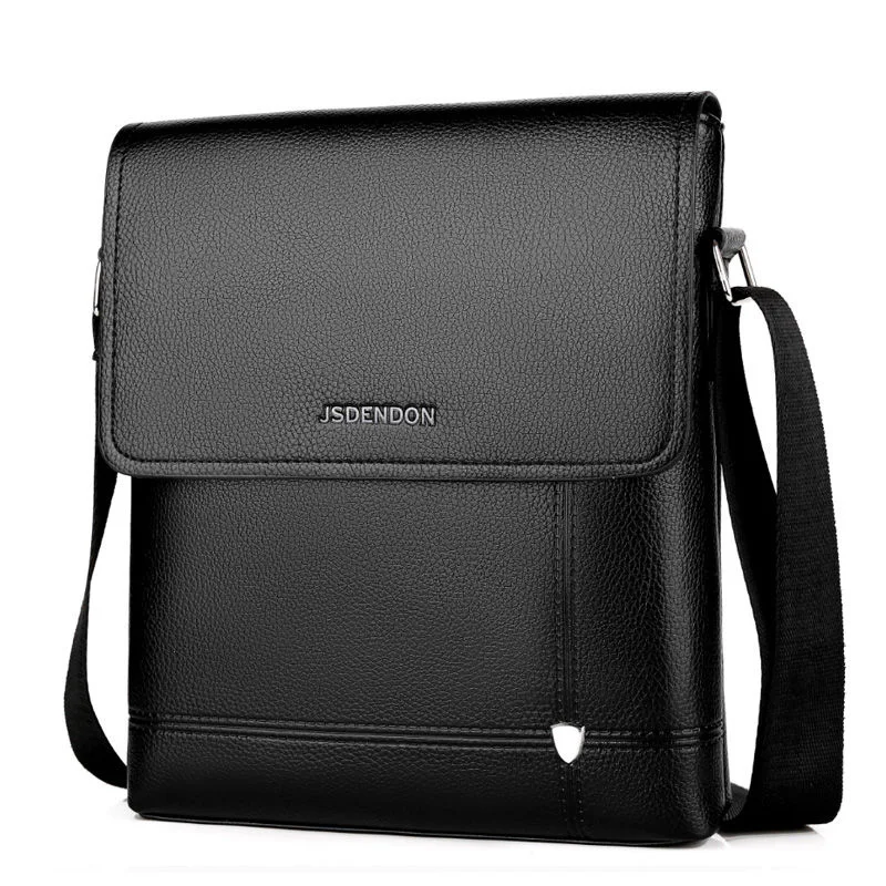 New Business Travel Men\'s PU Solid Color Large Capacity Messenger Bag Classic Design Casual High Quality Messenger Bag