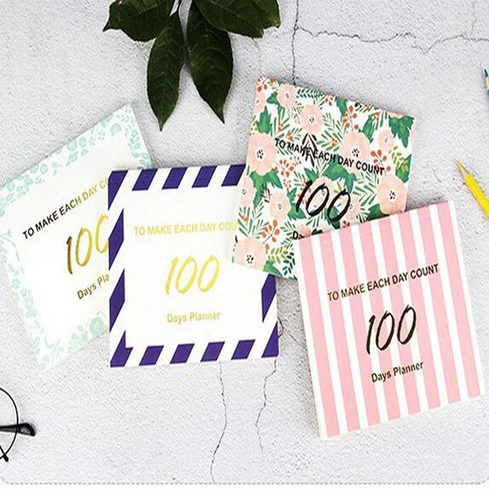 New Planner Cute Daily Schedule 100 Days Calendar Notebook For Meeting Dating Goals Note Paper Journal Stationery School Supplie