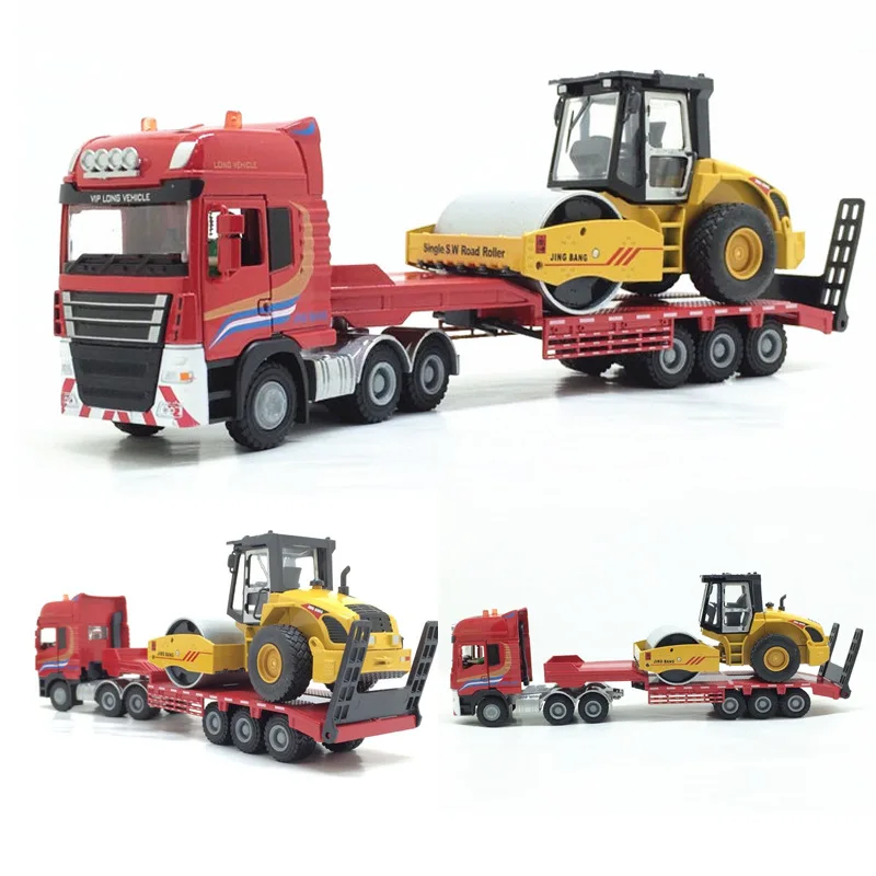 Hot selling 1:50 flatbed trailer&engineering alloy model,die-casting engineering transporter,children's toy gift,free shipping