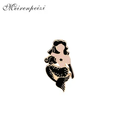 Mermaid pins sexy women pins and brooches cosplay Pin Curls beauty Enamel Badge lapel pin for dress party gift lady black Flake