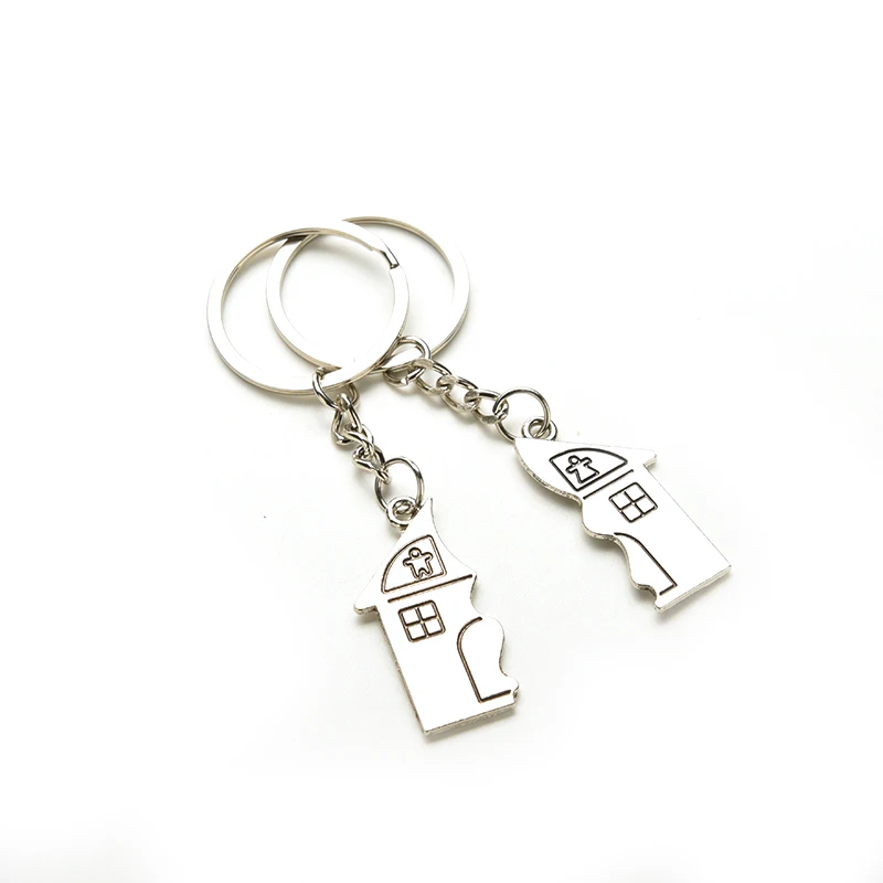 1pair New Couple I LOVE YOU Lovers Keychain Warm House Type Couple Key Chain Souvenirs Valentine\'s Day Gift Built With Love Home