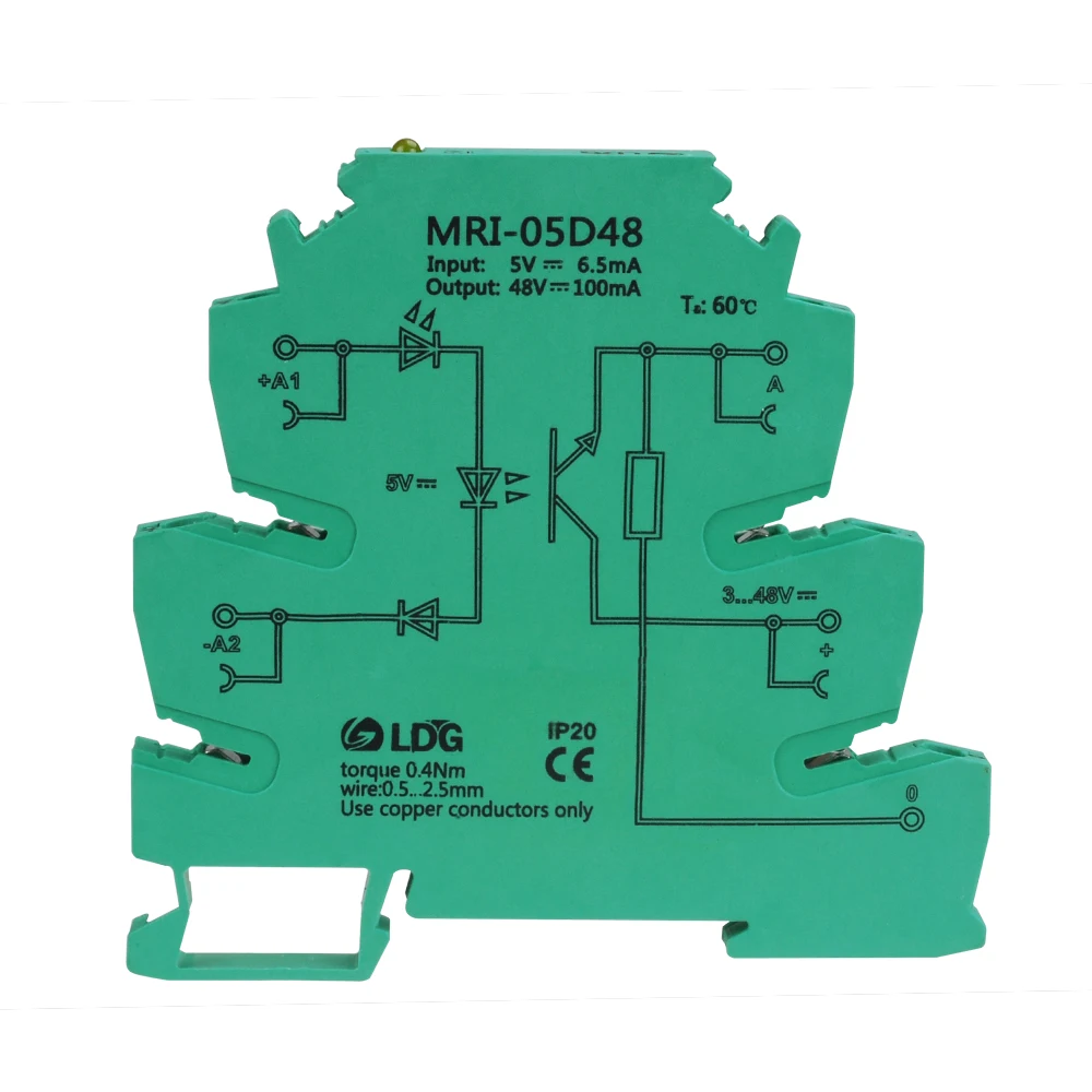 MRI-05D48 DC 5V Input Photoelectrical Coupling-interface Relay 3.3V 12V 24V DC PLC Optocoupler Isolating DIN Rail Modular Relay