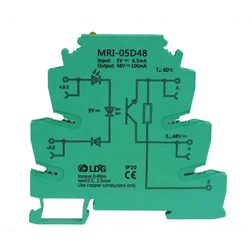 MRI-05D48 DC 5V wejście fotoelektryczne sprzęganie-interfejs przekaźnik 3.3V 12V 24V DC PLC transoptor izolowanie szyna DIN modułowy przekaźnik