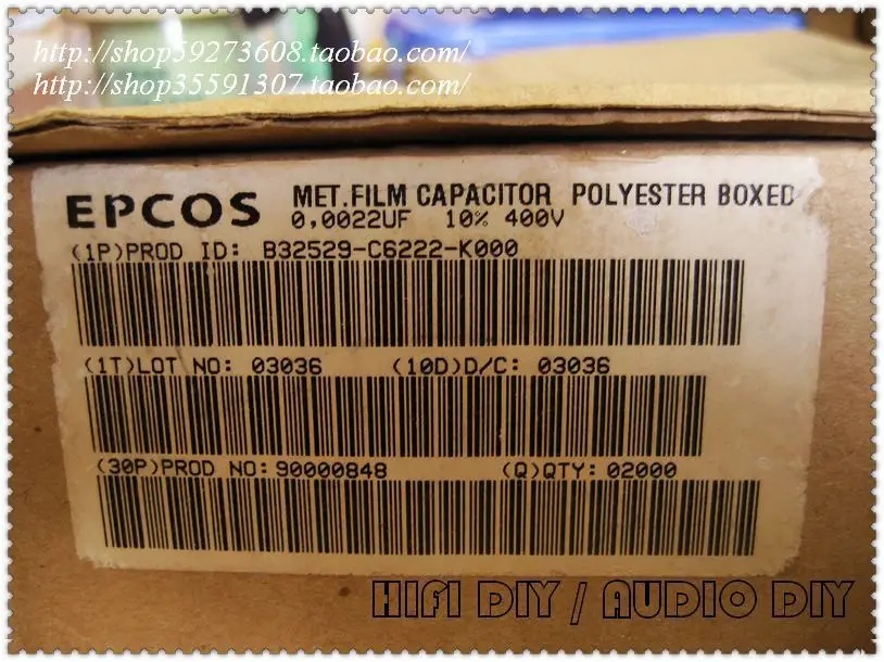 hot sale 30pcs/50PCS Epcos B32529 Series 2200pF/400V (2.2nF 222) Film Capacitor (Original Box) free shipping