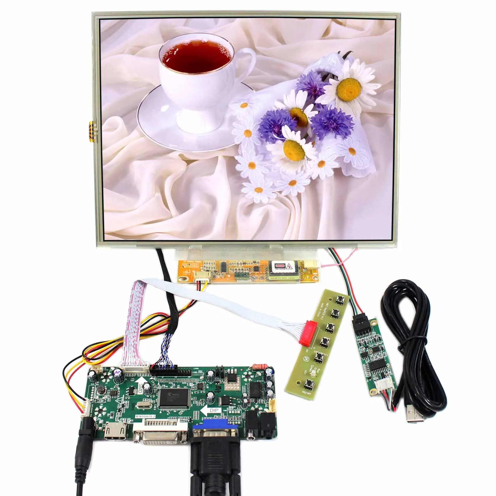 HD MI DVI VGA LCD Control Board 12.1inch 1024x768 LTN121XJ LCD With Touch Panel