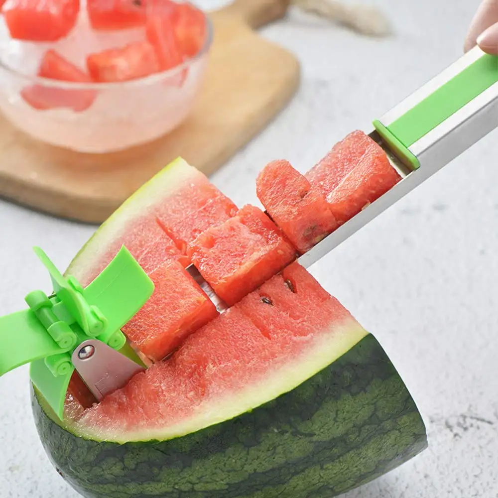 2019 Stainless Steel Watermelon Windmill Slicer Cutter Knife Corer Fruit Vegetable Tools Kitchen Gadgets Watermelon Cube Slicer