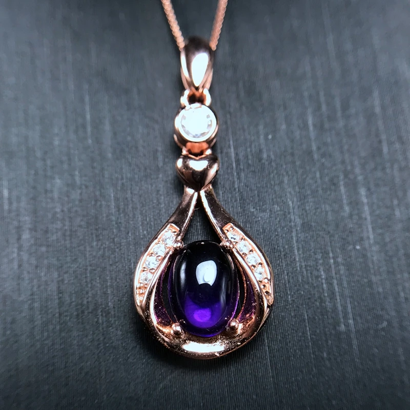 

Simple style, natural amethyst necklace, sale, 925 silver, small and exquisite