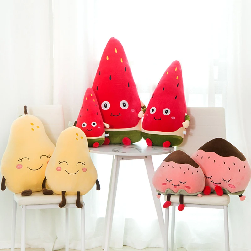 Melancia morango pêra brinquedos de pelúcia kawaii dos desenhos animados bonito fruta recheado boneca macio meninos meninas almofada travesseiro para crianças