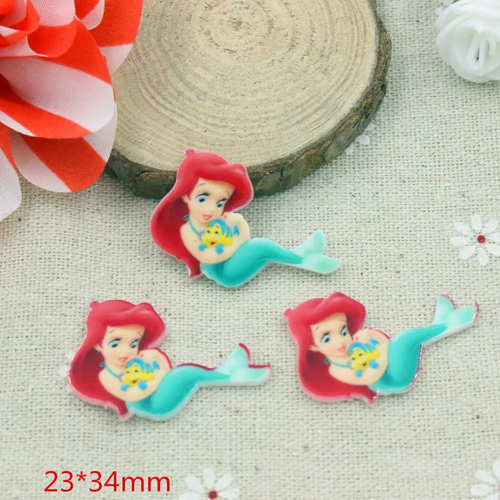 

100pcs/lot kawaii resin cabochons cartoon girl mermaid planar resin for diy decoration crafts phone hair accessories