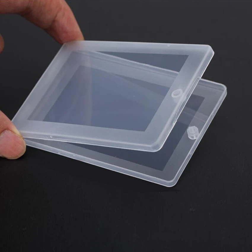 ふた付きの薄いプラスチック製の透明な収納ボックス,1ピース,カード,銀行カード,紙