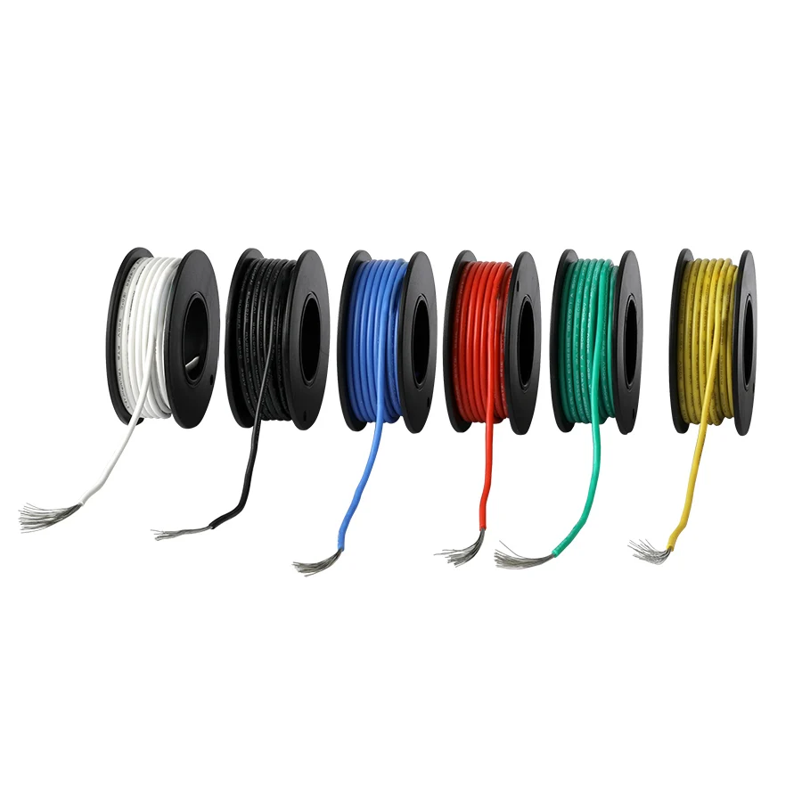 36m Electrical Wire UL3132 26AWG Tinned Copper Stranded Wire Soft Silicone Insulator -60℃ to 150℃ 300V Hook-up Wire 6 Colors