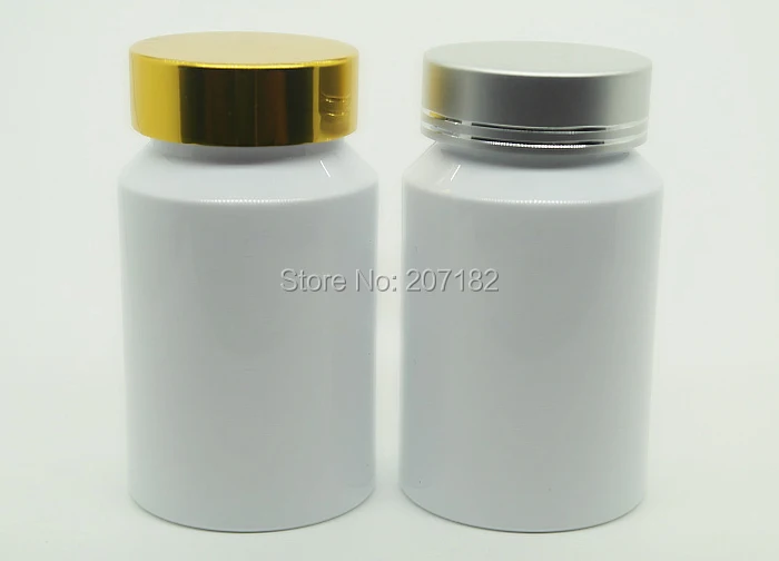 (100PCS/Lot) 100M/100CC Whiteware Color PET Bottle, Powder Bottle, Vitamins Bottle, Plastic Bottle with Metal Cap