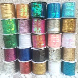 100yards/roll 6mm diameter flat Round PVC sequins Ribbon Paillettes sewing on trims for crafts, Women clothing Accessories